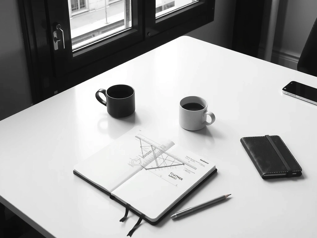 Parisian atelier workspace with a customer journey map sketch