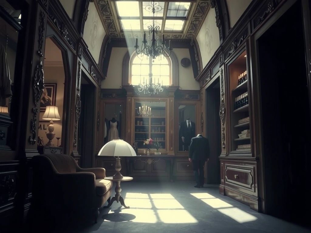 A visual metaphor of the transition from physical boutique to digital experience.